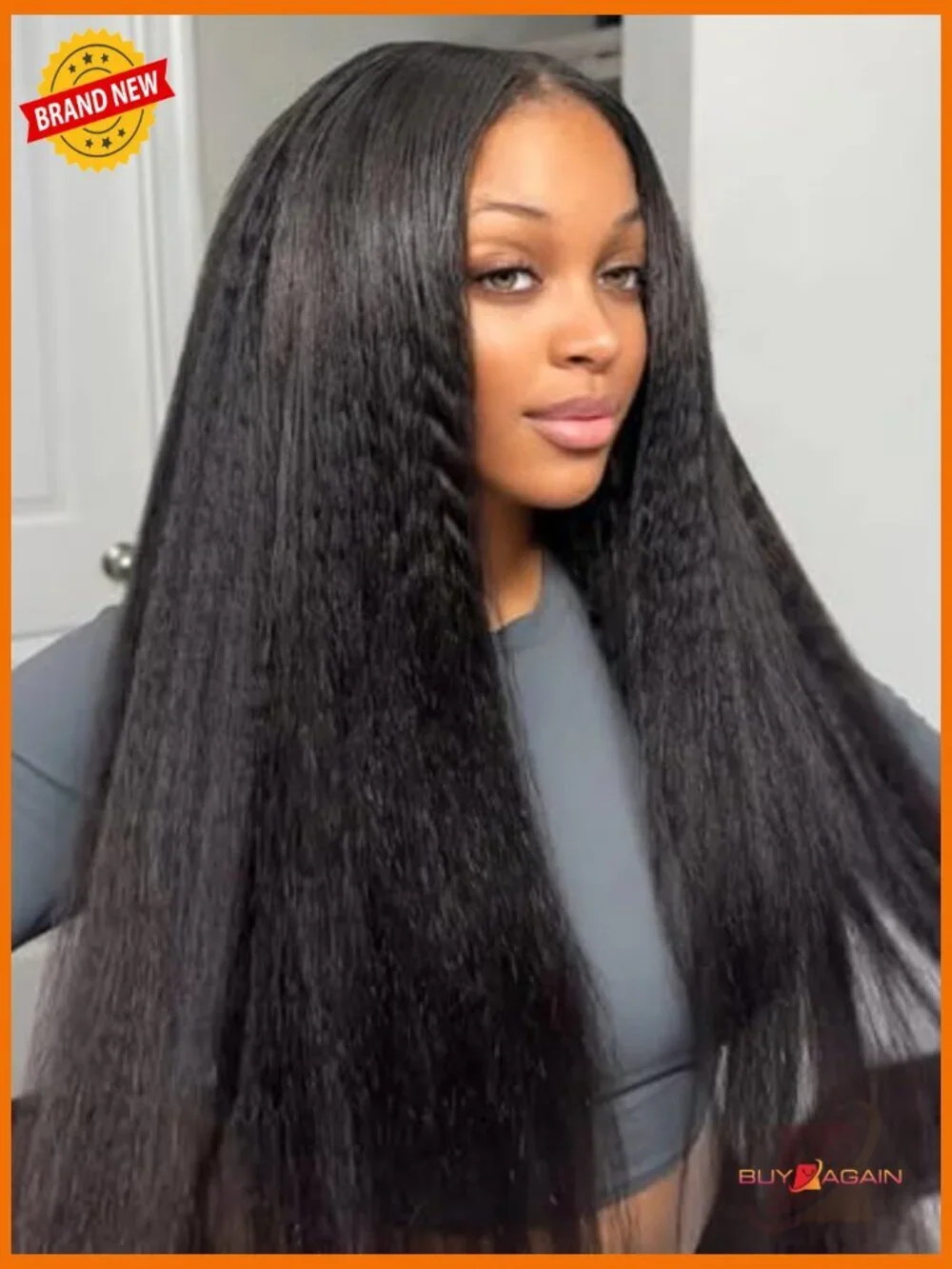 3 in 1 Half Wig Kinky Straight Glueless Human Hair Seamless Clip In 18 Inch